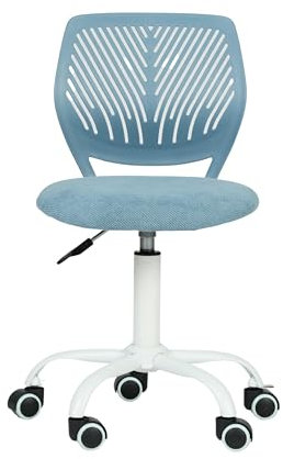 FurnitureR FR Carnation Blue Ergonomique en Tissu sans accoudoirs, Chaise pivotante à Hauteur réglable pour Bureau à Domicile, d'étude, Salle de Jeux, Bleu Curio, Métal Maille, 40x38,5x87cm
