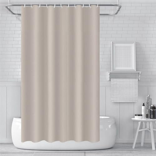 RONGZUBAT Shower Curtain Mould Proof 180x180cm,ECO Shower Curtain PEVA Waterproof Heavy Duty Bathroom Curtains with 3 Magnets,12 Plastic Hooks Quick-Drying Washable Bath Shower Curtain Home (Beige)