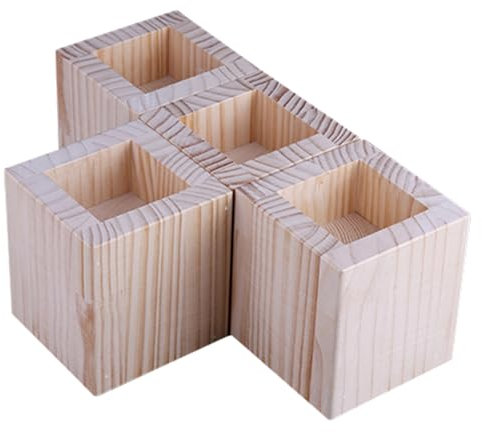 NANNAN3360 Rehausseurs en Bois Massif Élévateurs de Meubles Robustes Supporte Jusqu'à 500 kg Pieds de Canapé en Bois Jambes de Support de Lit, pour Table Canapé Chaise (A 3.2cm-Increase Height 5cm)