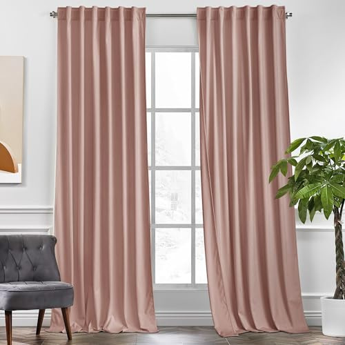 KGORGE Samtvorhänge, 244 cm Länge, 2 Stoffbahnen, Samt-Verdunkelungsvorhänge für Schlafzimmer, Wohnzimmer, weich verdunkelnd, wärmeisolierend, dekorative Fenstervorhänge, Schlaufentasche hinten, B 52