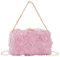 MilyaDE Damen Clutch Tasche Chiffon Blumen Brauttasche Hochzeit Handtasche Henkeltasche Abendtasche mit Strass Henkel Kette, Rosa