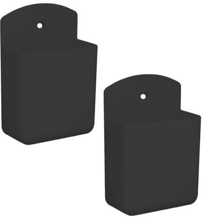 JAMAKALA 2Pcs Universal Remote Control Holders, Self Adhesive Wall Mount Remote Holders, Wall Mount Storage Box Organizer for Home Office, Wall Sticky Cubicle Holder for Pen Phone Charging (Black)