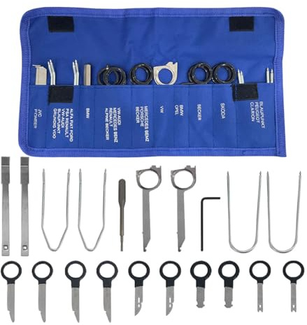 LAINLOY 20 Pcs Car Radio Removal Tool Set, Professional Car Stereo CD Player Removal Tools, Universal Radio Removal Tool Kit