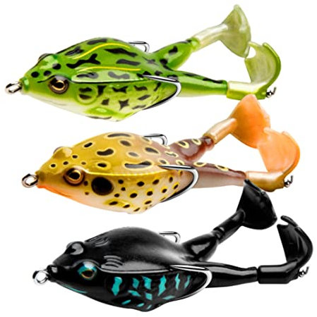 Froschköder weicher Köder Topwater-Angelköder Silikon-Doppelpropeller Froschköder weiche Simulation Frosch-Angelköder für Süßwasser, Salzwasser, 3 Stück