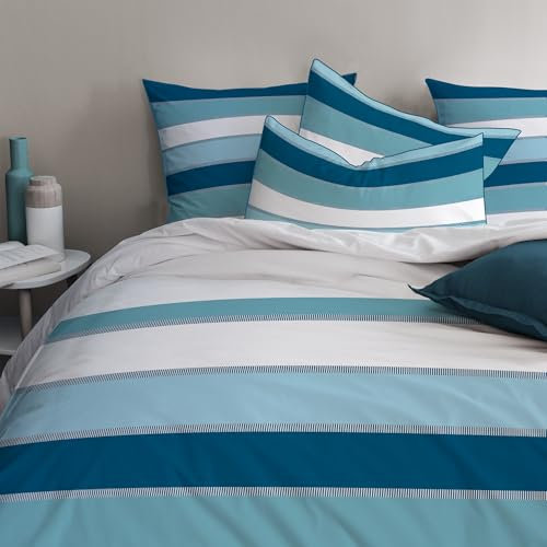MATT & ROSE Tendance OCÉANE Parure de lit Enfant | 100% Coton | Oeko-TEX | Housse de Couette 140x200cm + Taie d'oreiller 65x65cm | Imprimé Mixte | Bleu