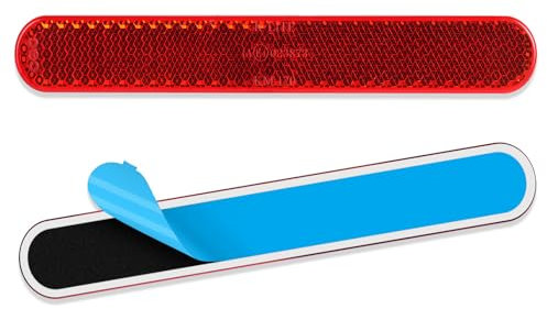 AYBUY Reflektoren Motorrad E4 Hinten Rot, 2 Stück 139X18X6,5mm Fahrrad Reflektoren, Rechteckige Reflektoren zum Kleben, Katzenauge Multifunktional Scooter E-geprüft