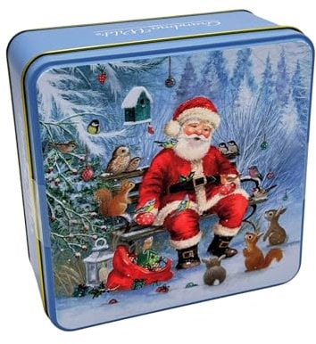 Biscuits Gift Set | Christmas Biscuits | Christmas Biscuit Tin Filled With Chocolate Chip Biscuits | Stocking Fillers | Christmas Eve Box Fillers | Men, Women Kids (Embossed Santa & Woodland Friends)