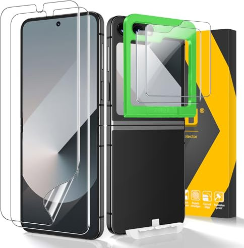 JEHOO pour Samsung Galaxy Z Flip 6 Protection Ecran, 2 pcs Avant 9H Dureté Protection Écran + 2 pcs Flexible TPU l'intérieur Protecteur D'écran, Installation Facile Sans Bulles Film pour Z Flip 6 5G