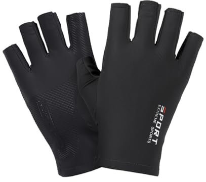 VONCYKI 1 Paar Outdoor-Sport-Angelhandschuhe, Touchscreen, dünn, UV-Schutzausrüstung, Motorrad-Rennhandschuhe, rutschfest, atmungsaktiv (halb schwarz)