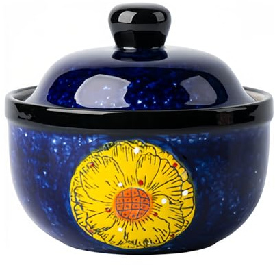 Dowbom Sugar Bowl With Lid Airtight, Sugar Jar, Sugar Pot, Sugar Dish, Storage Jar, Sugar Container (Blue Flower)