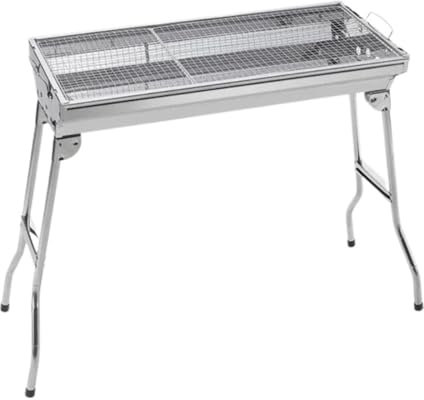 Barbecue portatile a carbonella per picnic, giardino, campeggio, forno esterno autoportante con design da tavolo, argento, 73 cm