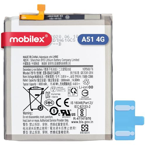 MOBILEX® Interner Akku für Samsung Galaxy A51 (4G) (A515 / 2019) (EB-BA515ABY), Ersatzteil, 4000 mAh, OEM, Originalkapazität
