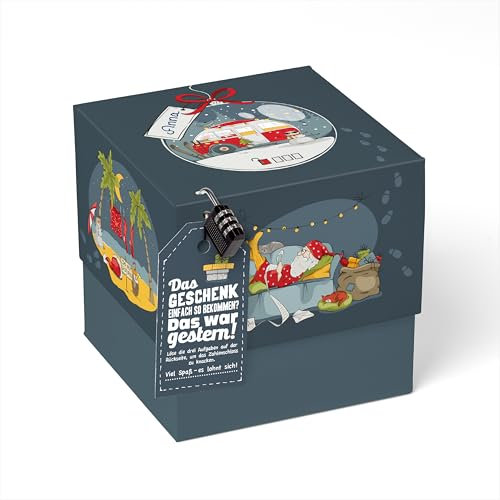 SURPRISA Geschenkbox für Weihnachten, Rätselbox Geldgeschenke Verpackung für Gutscheine, Weihnachtsrätsel, Größe L (20cm)