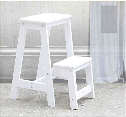 Escabeau pliable en bois massif à double usage pour chaussures (marron/blanc)