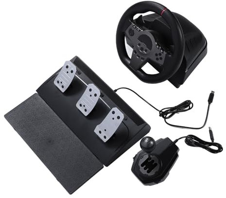 Bewinner PC Racing Wheel and Floor Pedals,Dynamic LED Feedback, 70 Degree Racing Wheel, Paddle Shifters Driving Wheel for for PC