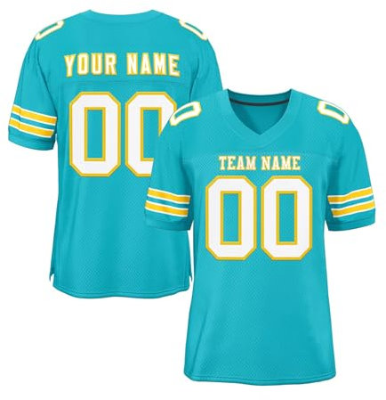 Individuelle Fußballtrikots Kinder und Erwachsene Personalisiert American Football Trikot mit Namen Nummer Team & Logo Benutzerdefiniertes Football Jersey Sports Uniform T-Shirt Größe S~7XL