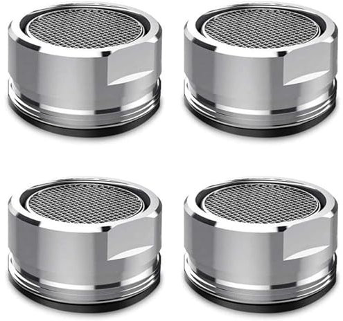 4 Pcs Water Saver Spout Filter Mesh Tap Head - Faucet Aerator Replacement Parts Insert Nozzle for Kitchen Bathroom Shower Sink, 24mm Tap Filter Nozzle, Flow Regulator, Silver