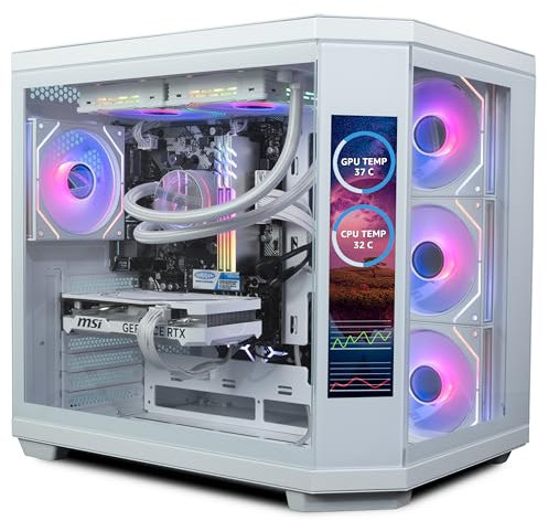 ionz Gaming PC - Desktop Computer, Ryzen 5 5700X, NVIDIA RTX 4060,16GB RAM 1TB SSD, 240mm AIO Liquid Cooling, Windows 11, 500W 80+ PSU, WiFi (APEX VISION, White)