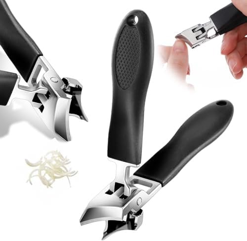Wanmu Coupe-ongles incliné, large ouverture anti-éclaboussures, coupe-ongles incliné pour ongles d'orteils épais, coupe-ongles ménagers et coupe-ongles incarnés pour homme et femme (noir)