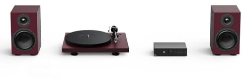 Pro-Ject Colourful Audio System 2, True Analogue HiFi Stereo System, All-In-One Hi-Fi Set including Debut EVO 2 Turntable, MaiA S3 Integrated Amplifier, and Speaker Box 5 S2 (Satin Wine Red)