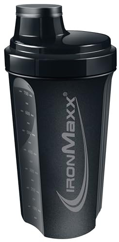 IronMaxx Eiweiß Shaker - 700ml Deep Black | Proteinshaker mit Drehverschluss, Sieb & Mess-Skala | auslaufsicher, spülmaschinengeeignet & frei vom Weichmacher BPA & DEHP