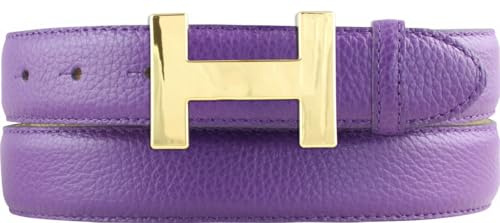 BELTINGER Damen-Gürtel HAILEY aus strukturiertem Leder 3 cm | Schmaler Ledergürtel für Damen 30mm | Gold glänzend | Lila 95cm
