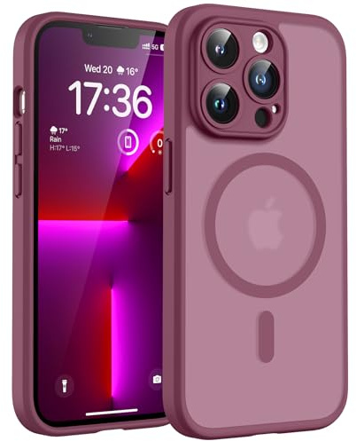 TOCOL für iPhone 13 Pro Hülle, Kompatibel mit MagSafe, Pflaume | Vollständiger Kameraschutz Handyhülle, Eingebauter Magnetring Case, Militärschutz Stoßfest Kratzfest Haltbarkeit Phone Cover