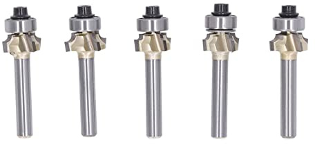 Gearwell Router Bit Set, 5pcs rund über Bit 1 4 Schaft, 4 Flöten -Eckkante, Holzbearbeitungs -Rillen -Schaltzuhl für Kanten und Trimmen