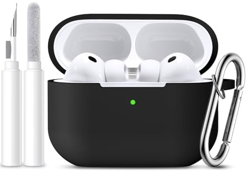 Mastten für AirPods Pro 3 Hülle - 360° Rundum-Schutzhülle Kompatibel mit Apple AirPods Pro 3 Case (2025) - Weiche Silikon Case Cover mit Reinigungsset & Karabiner - Schwarz