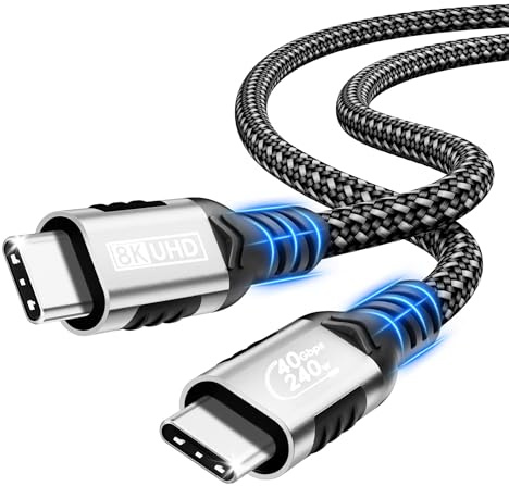 USB 4 kabel,Thunderbolt 4 Kabel,40Gbps 240W USB C kabel 0.5M,8K@60Hz/5K@60Hz/4K@144Hz Videokabel usb C auf USB C PD3.1 kabel für iPhone 17 Pro Max/Plus/Pro/iPhone 16/15/Air/MacBook Pro/iPad Pro,PSSD