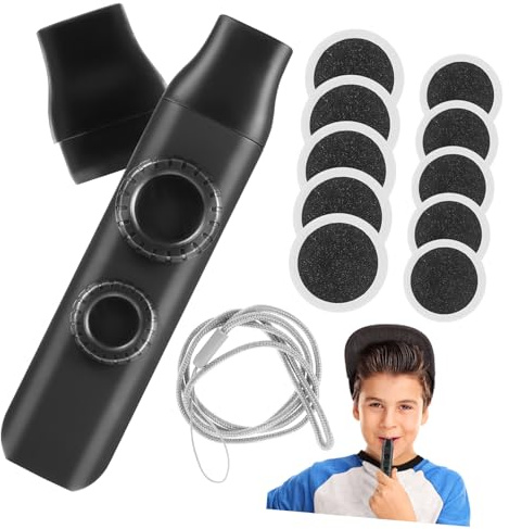 TOPBATHY Schwarzes Kazoo Leicht zu Tragen mit Doppelloch Design und Austauschbaren Membranen aus Abs und Silikon für Musikbegleitung und Musikliebhaber