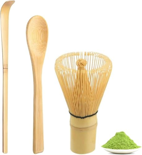 Matcha Whisk Set, Bamboo Matcha Whisks, Traditional Set for Matcha Preparation, Includes Matcha Whisk, Bamboo Scoop, Suitable for Ceremonies