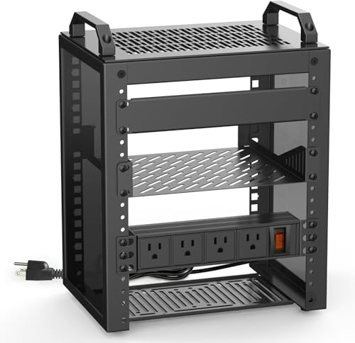 YQMRCZRF Mini-Server-Rack, 25,4 cm, 6U-Netzwerk-Rack mit Rack, PDU-Stromversorgung