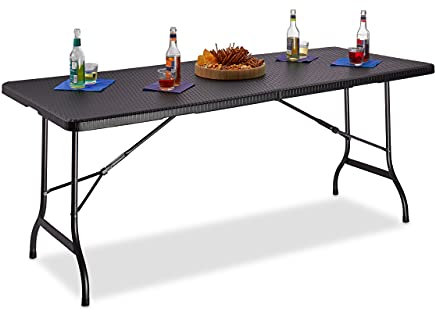 Relaxdays Gartentisch klappbar BASTIAN, groß, Tragegriff, stabiler Campingtisch, H x B x T: 72 x 178 x 74 cm, schwarz