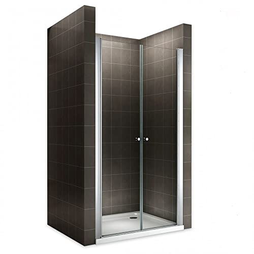 Porte de douche hauteur 195 cm - largeur réglable/verre transparent 124 à 128 cm