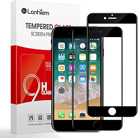 Lanhiem Protector Pantalla para iPhone 7 Plus/ 8 Plus, 2-Pack Cristal Vidrio Templado Protector de Pantalla con [3D Touch Compatible], Anti-Huella para Apple 7 Plus/ 8 Plus, Negro