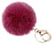 NOVAGO Porte Clé Pompon en Vrai Poils de Lapin, Doux au Toucher Garanti (Bordeaux)