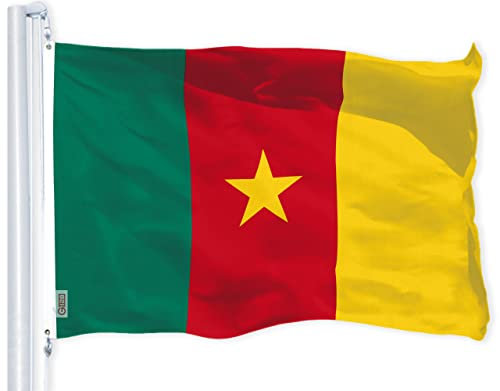 G128 Kamerun-Flagge, 90 x 150 cm, LiteWeave Pro Serie, bedrucktes 150D-Polyester, Länderflagge, für drinnen und draußen, lebendige Farben, Messingösen, dicker und langlebiger als 100D 75D Polyester