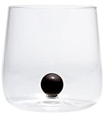 Zafferano Bilia Glasbecher - Handgemachtes Transparent Glas, Verziert mit bunter Glaskugel im Inneren, cl 44 h 90mm d 88mm - Set 6 Stück - schwarz BA00102