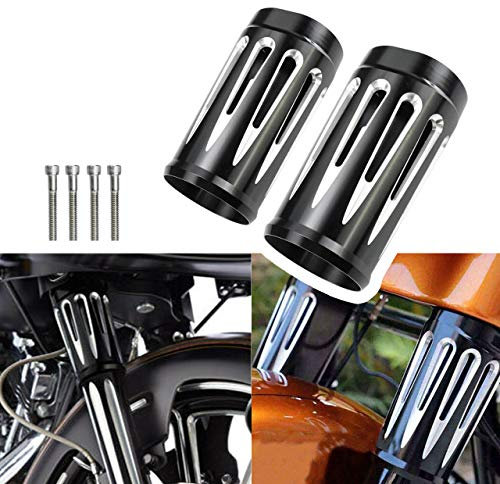 HDBUBALUS CNC geschnittene Gabel Boot Slider Cover Kuh Glocken Fit für Touring Road Tri Glide 2014–2020 schwarz