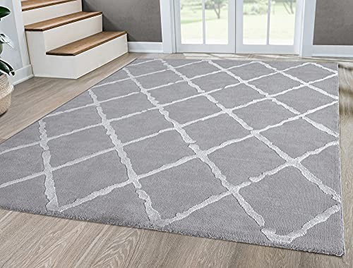 Mia's Teppiche Anna Tappeto Moderno per Soggiorno a Pelo Corto, 12 mm, Motivo a Rombi, Poliestere, Grigio, 120 x 170 cm (Rechteckig)