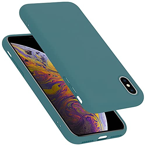 Cadorabo Hülle kompatibel mit Apple iPhone X/XS Hülle Silikon Handyhülle für iPhone X/XS Case aus flüssigem Silikon- Kratzfeste und stoßfeste dünne TPU Schutzhülle - Liquid GRÜN
