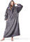 Lifewit Tragbare Hoodie Decke, Warmer und kuscheliger Hoodie mit Ärmeln und Taschen, Flanell-Decken-Sweatshirt für Damen, Männer, Mittel, Grau