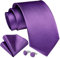 Enlision Violett Krawatte Herren Seide Hochzeit Krawatten und Einstecktuch mit Manschettenknöpfe Set Elegant Einfarbig Seidenkrawatte mit Taschentuch Business Party