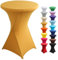 Highdi Stretch Stehtischhusse, Stehtisch Hussen Ø 60 / Ø 80 cm, Verstärkung im Fußbereich und Viele Farben Waschbar für Runden Tisch Hochzeit Bankett Tischdekoration (Gold 1, 80x110cm)