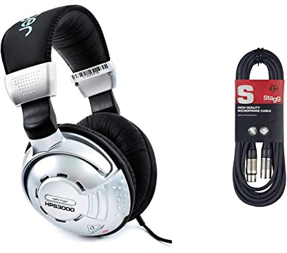 Behringer HPS3000 High-Performance Studio Headphones & Stagg SMC6 6 metre standard microphone cable