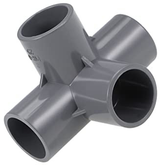 PATIKIL 25mm Dimensioni 4-vie Gomito PVC Tubatura Raccordo Mobili Grado, 2pz T Angolo Raccordi, Grigio
