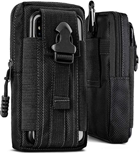 ONEFLOW Survival Case für CAT S60 Handy Gürteltasche aus Nylon mit Karabiner, Taktische EDC Tasche mit Gürtel Halterung, Etui Handyhülle Outdoor Handytasche, Schwarz