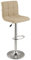 Baroni Home Sgabello da Bar o Cucina in Tessuto Imbottito, Regolabile e Girevole a 360°, con Schienale e Poggiapiedi, Struttura in Acciaio Cromato, 1 Pezzo, Beige