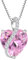 YL Damen Herz Halskette 925 Sterling Silber Anhänger Oktober Geburtsstein Turmaline Rosa Kette Schmuck Geschenke für Mutter ihre Frau Freundin